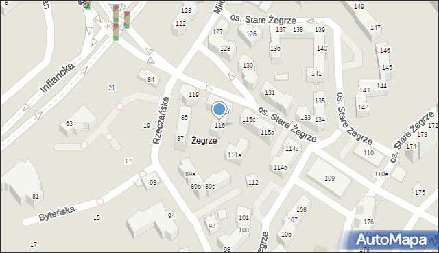 Poznań, Osiedle Stare Żegrze, 116, mapa Poznania