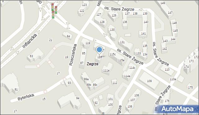 Poznań, Osiedle Stare Żegrze, 116, mapa Poznania