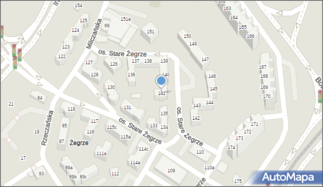 Poznań, Osiedle Stare Żegrze, 141, mapa Poznania