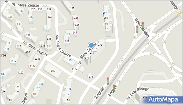 Poznań, Osiedle Stare Żegrze, 173, mapa Poznania