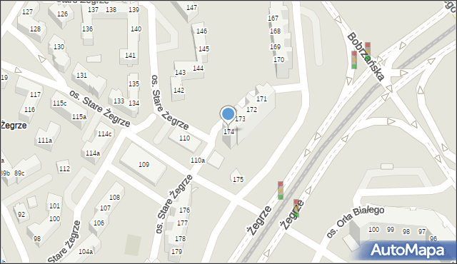 Poznań, Osiedle Stare Żegrze, 174, mapa Poznania