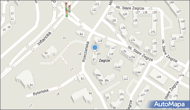 Poznań, Osiedle Stare Żegrze, 86, mapa Poznania