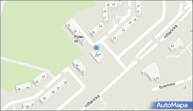 Poznań, Osiedle Polan, 100, mapa Poznania