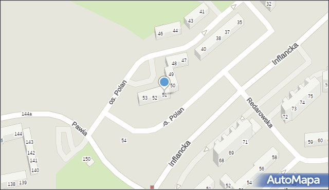 Poznań, Osiedle Polan, 51, mapa Poznania