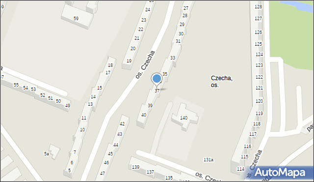 Poznań, Osiedle Czecha, 37, mapa Poznania