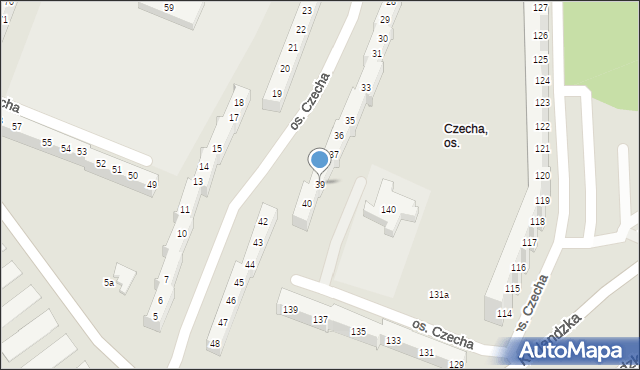 Poznań, Osiedle Czecha, 39, mapa Poznania