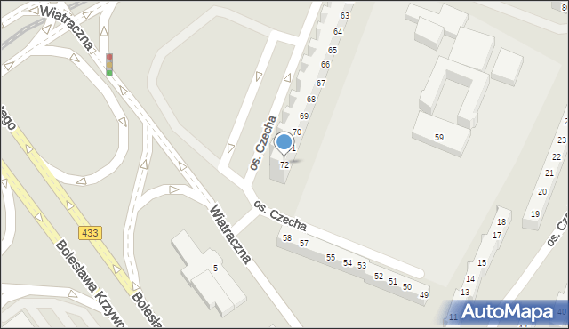 Poznań, Osiedle Czecha, 72, mapa Poznania