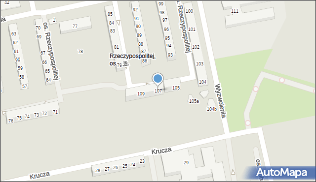 Poznań, Osiedle Rzeczypospolitej, 107, mapa Poznania