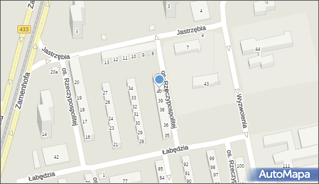 Poznań, Osiedle Rzeczypospolitej, 40, mapa Poznania