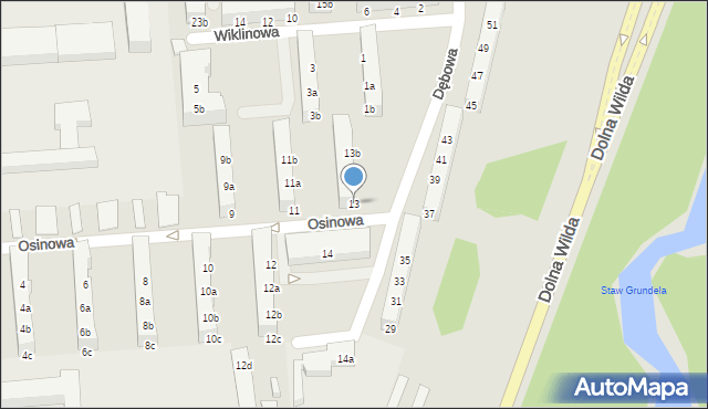 Poznań, Osinowa, 13, mapa Poznania