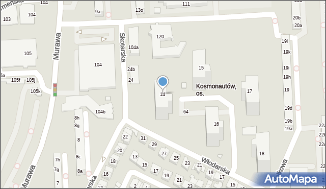 Poznań, Osiedle Kosmonautów, 14, mapa Poznania