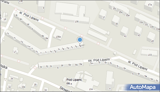 Poznań, Osiedle Pod Lipami, 7a, mapa Poznania
