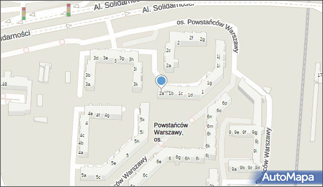 Poznań, Osiedle Powstańców Warszawy, 1a, mapa Poznania