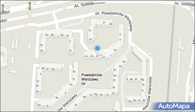 Poznań, Osiedle Powstańców Warszawy, 1c, mapa Poznania