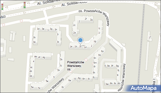 Poznań, Osiedle Powstańców Warszawy, 1c, mapa Poznania