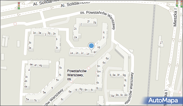 Poznań, Osiedle Powstańców Warszawy, 1e, mapa Poznania