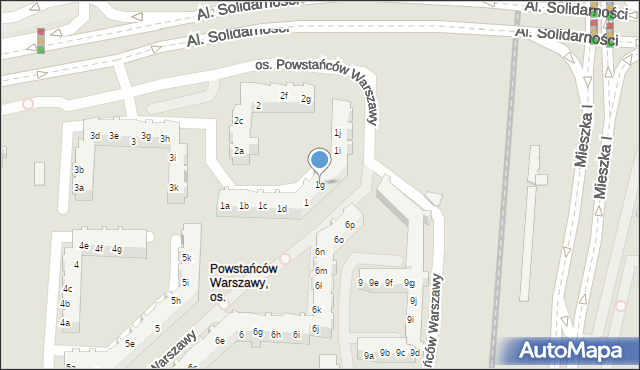 Poznań, Osiedle Powstańców Warszawy, 1g, mapa Poznania