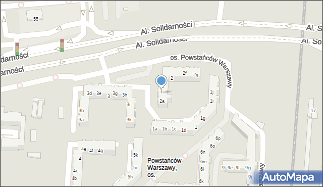 Poznań, Osiedle Powstańców Warszawy, 2b, mapa Poznania