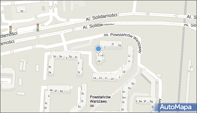 Poznań, Osiedle Powstańców Warszawy, 2b, mapa Poznania