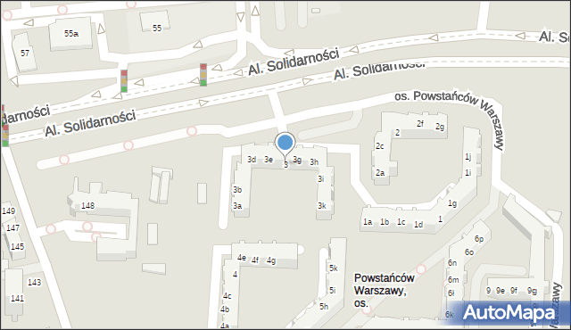 Poznań, Osiedle Powstańców Warszawy, 3, mapa Poznania