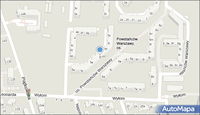 Poznań, Osiedle Powstańców Warszawy, 5, mapa Poznania