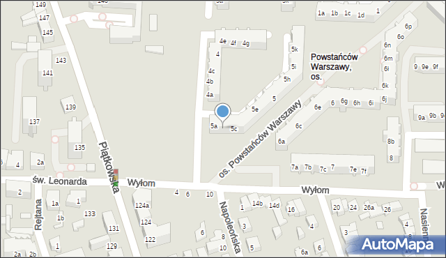 Poznań, Osiedle Powstańców Warszawy, 5b, mapa Poznania