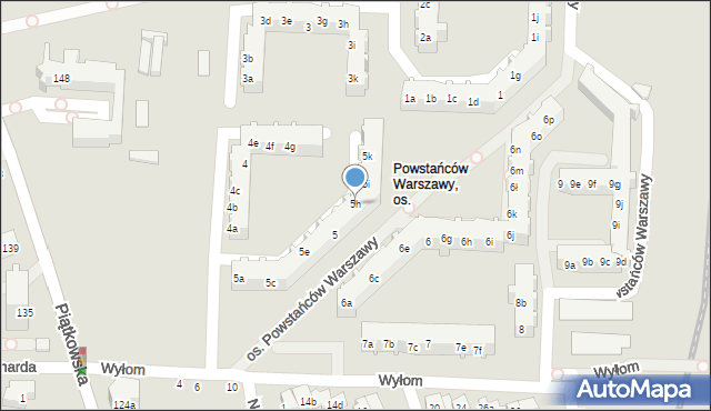 Poznań, Osiedle Powstańców Warszawy, 5h, mapa Poznania