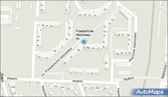 Poznań, Osiedle Powstańców Warszawy, 6, mapa Poznania