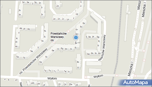 Poznań, Osiedle Powstańców Warszawy, 6k, mapa Poznania