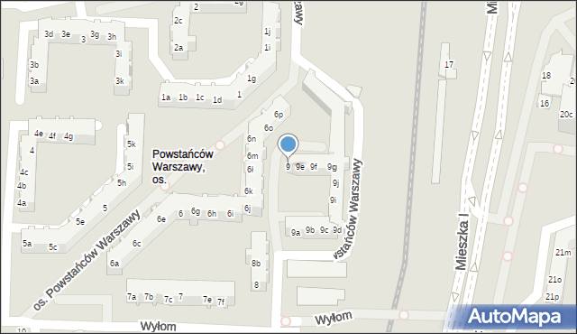 Poznań, Osiedle Powstańców Warszawy, 9, mapa Poznania