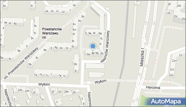 Poznań, Osiedle Powstańców Warszawy, 9b, mapa Poznania