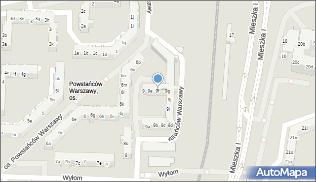 Poznań, Osiedle Powstańców Warszawy, 9f, mapa Poznania