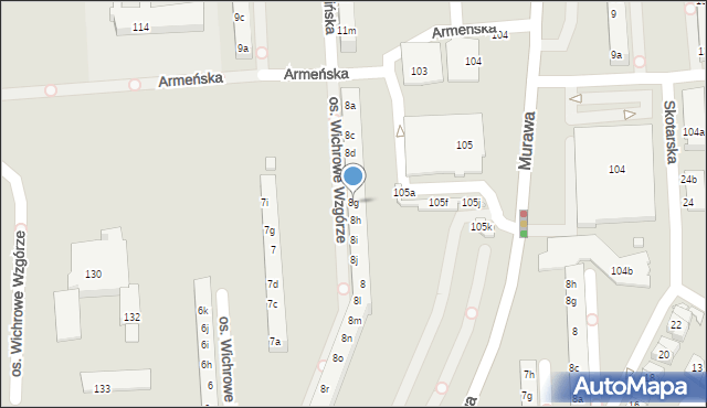 Poznań, Osiedle Wichrowe Wzgórze, 8g, mapa Poznania