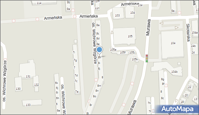 Poznań, Osiedle Wichrowe Wzgórze, 8h, mapa Poznania