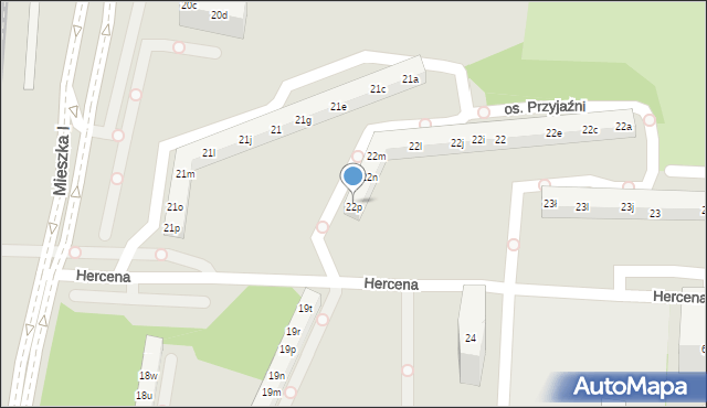 Poznań, Osiedle Przyjaźni, 22p, mapa Poznania