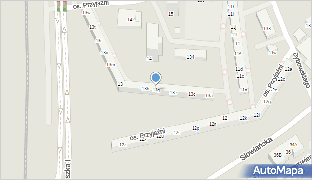 Poznań, Osiedle Przyjaźni, 13g, mapa Poznania