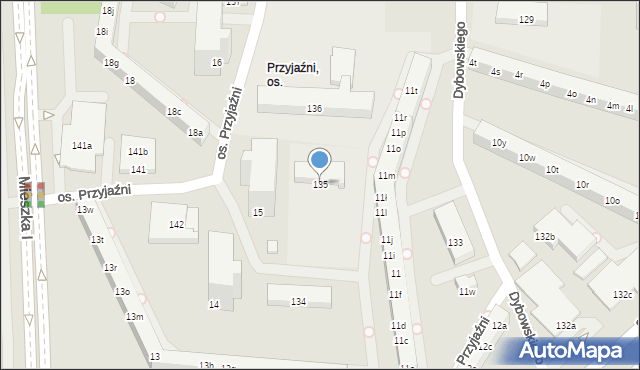 Poznań, Osiedle Przyjaźni, 135, mapa Poznania