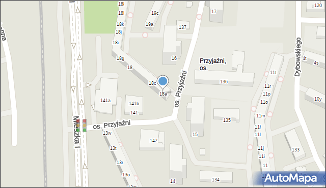 Poznań, Osiedle Przyjaźni, 18a, mapa Poznania