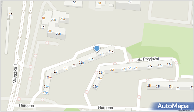 Poznań, Osiedle Przyjaźni, 21d, mapa Poznania