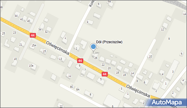 Przeciszów, Oświęcimska, 28, mapa Przeciszów