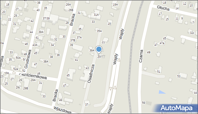 Radom, Osadnicza, 23, mapa Radomia