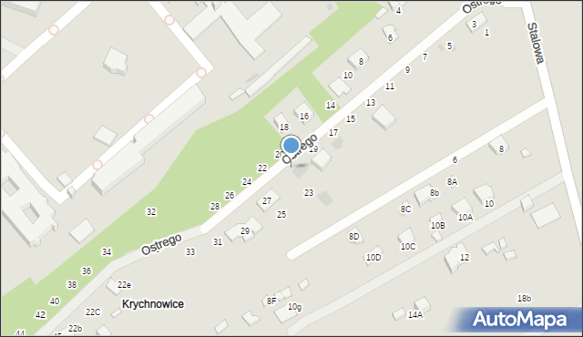 Radom, Ostrego, por., 21, mapa Radomia