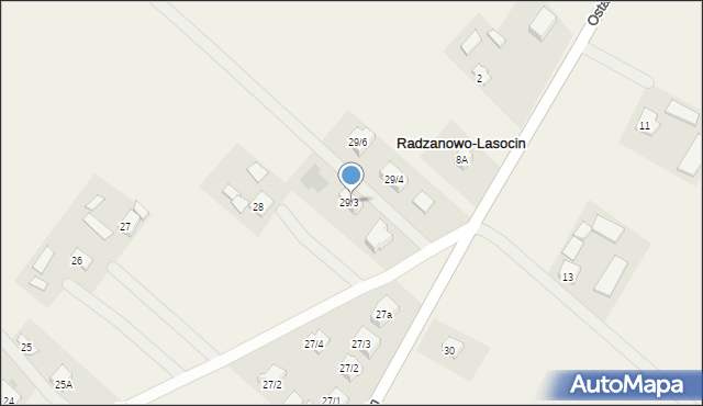 Radzanowo, Ostatnia, 29/3, mapa Radzanowo