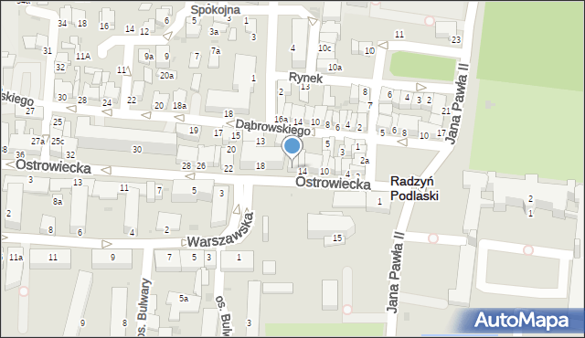 Radzyń Podlaski, Ostrowiecka, 16, mapa Radzyń Podlaski