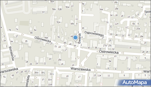 Radzyń Podlaski, Ostrowiecka, 44a, mapa Radzyń Podlaski