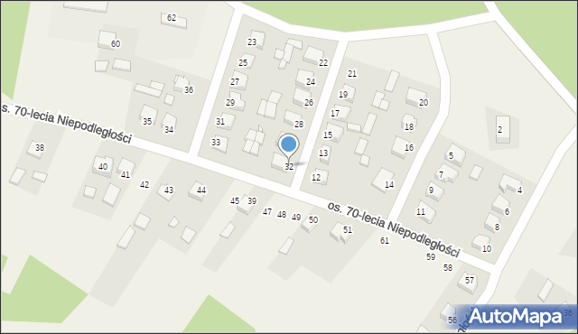 Raków, Osiedle 70-lecia Niepodległości, 32, mapa Raków