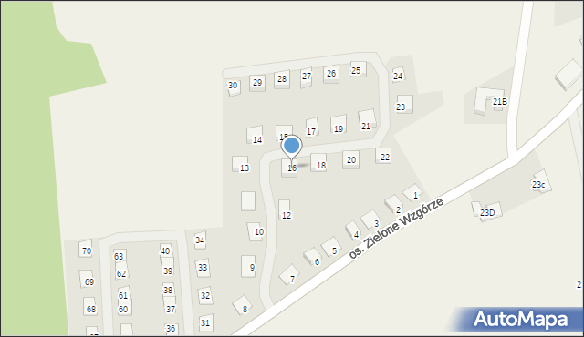 Rozłogi, Osiedle Zielone Wzgórze, 16, mapa Rozłogi