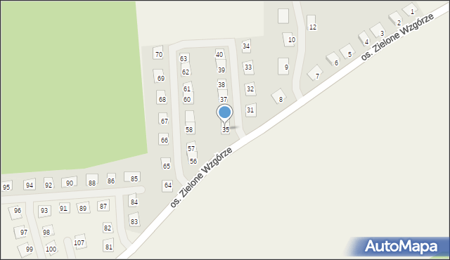Rozłogi, Osiedle Zielone Wzgórze, 35, mapa Rozłogi
