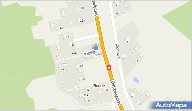 Rudnik, Ostrowiecka, 22, mapa Rudnik