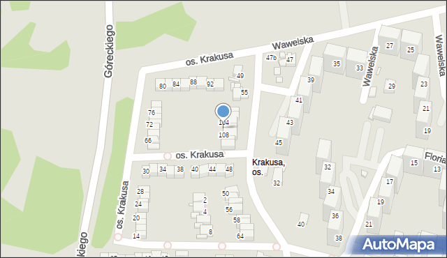 Rybnik, Osiedle Krakusa, 106, mapa Rybnika